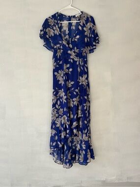 Calvin Klein Blue Floral Wrap Maxi Dress